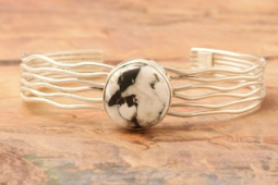 Native American Jewelry Genuine White Buffalo Sterling Silver Branch Bracelet